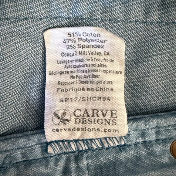 Carve Designs Oahu Corduroy Shorts Blue Women's Size 6 Mid-Rise Raw-Hem - Picture 10 of 11